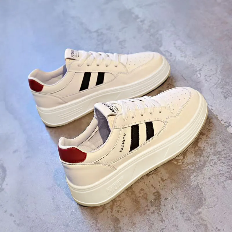 Ladies Sports Heightening Sneakers Free Shipping Lightweight Breathable White Platform Walking Shoes for Women Daily Outdoor view 5