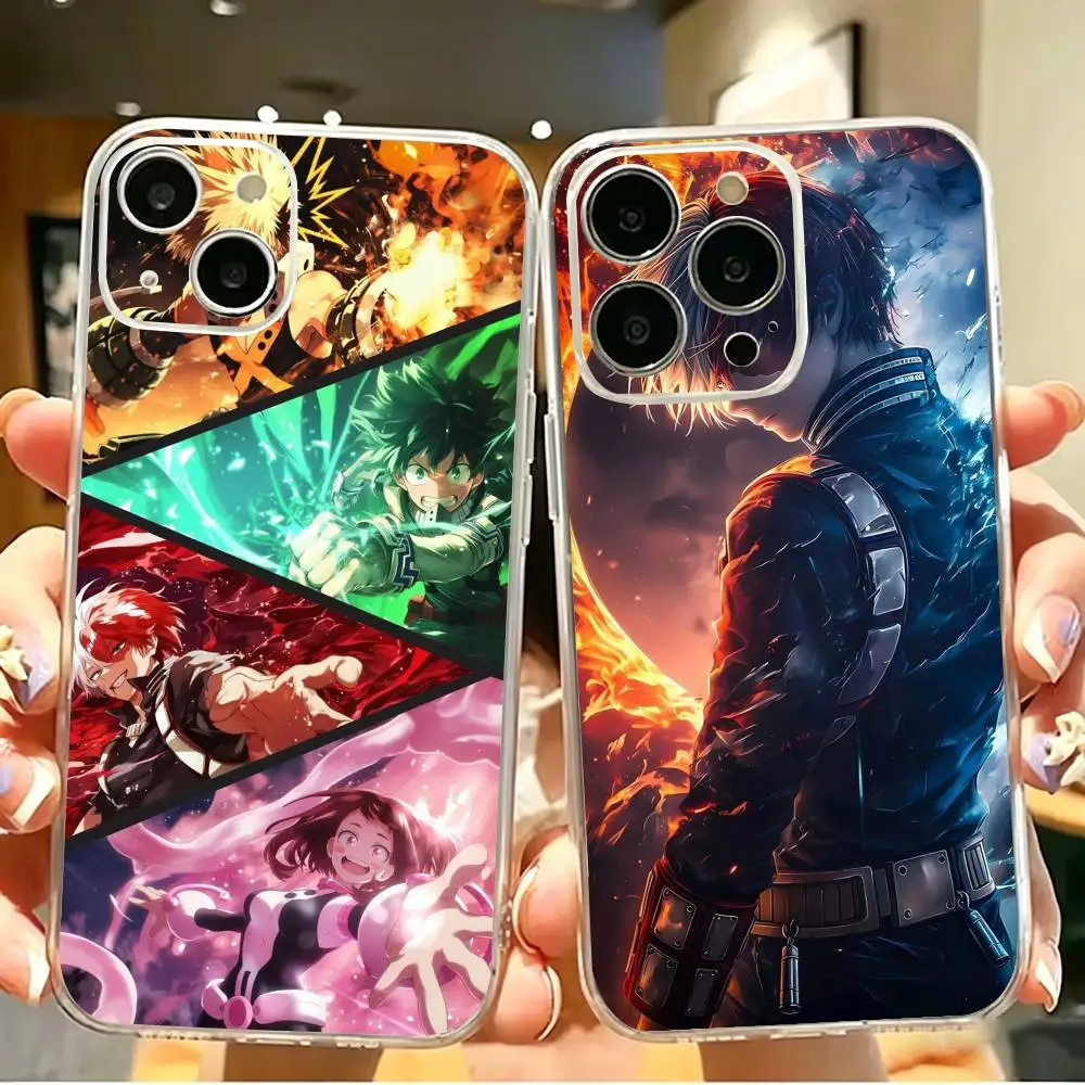 Funda para Teléfono eku Shouto Hero A-Academi para iPhone 17 16 15 14 13 12 11 Mini Pro Max Plus, Transparente y Resistente a Impactos