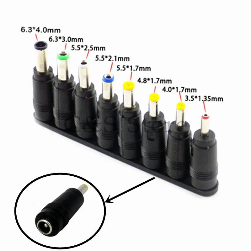 

Male to Female DC power adapter 5.5X2.1mm Jack Plug laptop adaptor Connector 6.3 6.0 5.5 4.8 4.0 3.5mm 2.5 2.1 1.7 1.35mm