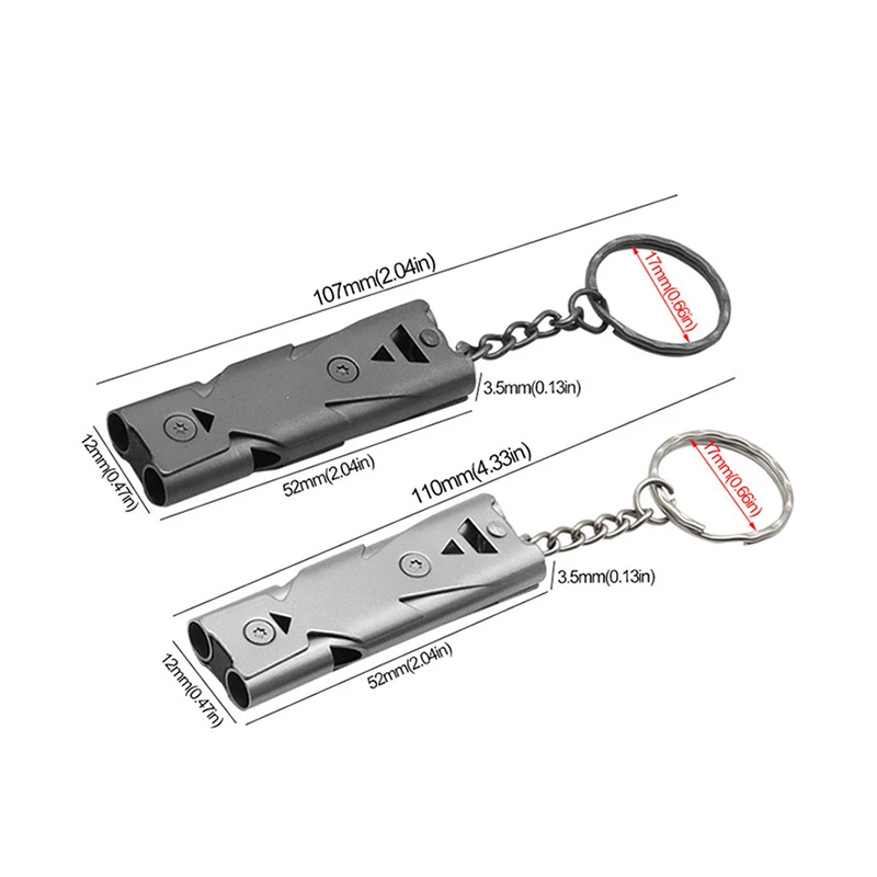 Double Pipe Whistle Pendant Keychain Portable Outdoor Survival Emergency Camping Tool