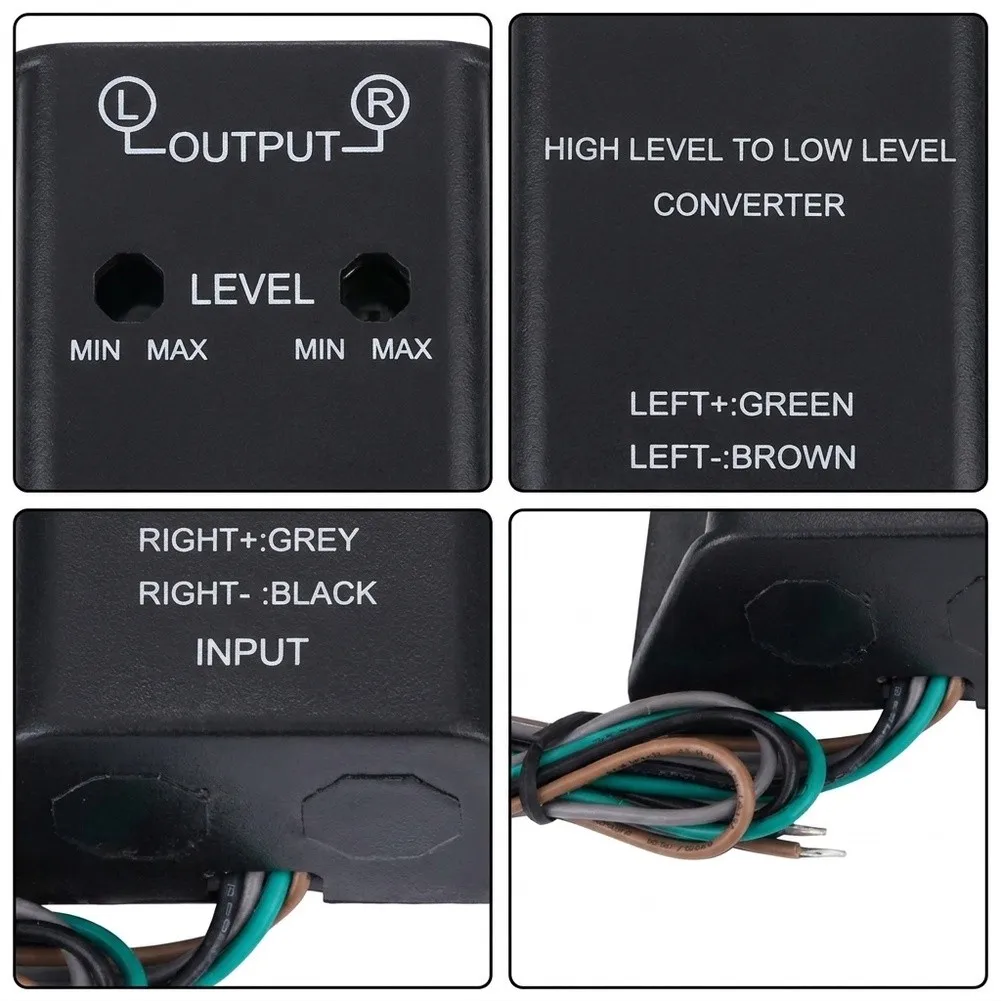 For RCA Speaker Converter Adapter for Car Audio High to Low Level Output with Adjustable Input Sensitivity for Enhanced for bass