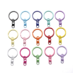 4Pcs/Lot 30mm Colorful Keyring Key Chains Rings Round Hook with 8-shape Clasp for Keychain Pendants Jewelry Making Supplies