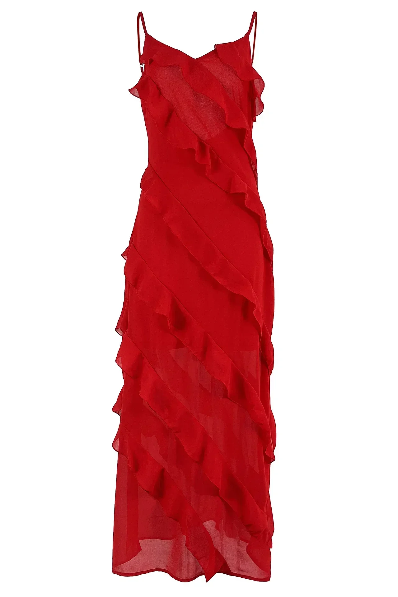 nieuwe 2026 vrouwen ruches chiffon maxi jurk backless split sexy prom jurk rode lange zomer bruiloft jurk elegante vestidos - afbeelding 1