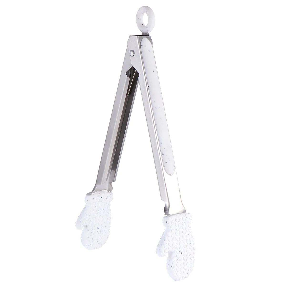 

Christmas Food Clips Stainless Steel Bread Tongs Gloves Shaped Silica Gel Kitchen Tools White Practical Lightweight Size Hanging