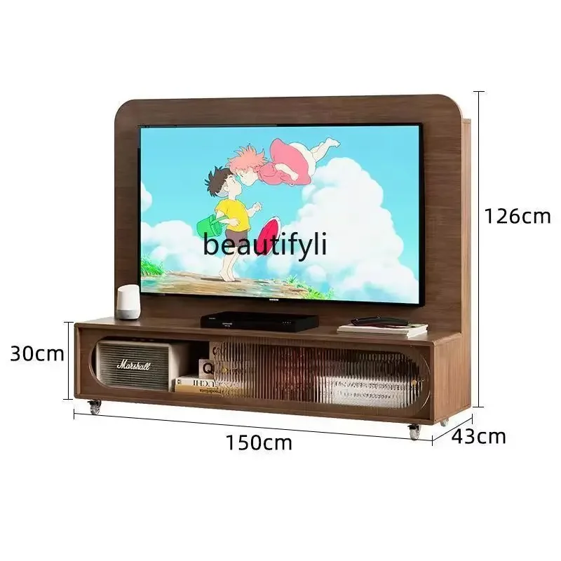 X188 Japanese-Style Portable Double-Sided TV Cabinet Nordic Simple Living Room Home Small Apartment Storage TV Cabinet