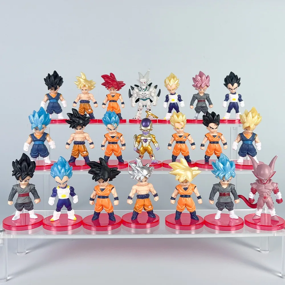 Anime Dragon Ball Super Saiyan Son Goku Action Figure Model Gifts Collectible Figurines for Kids 7cm 21 Pieces In A Set