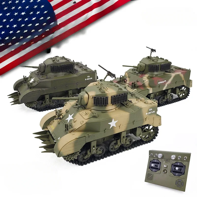 

Trumpet Tank Stuart M5A1 Tracked Electric RC Tank Car Model Toys Remote Control Toy Tank Fly Very Great Gift for Kids Toys