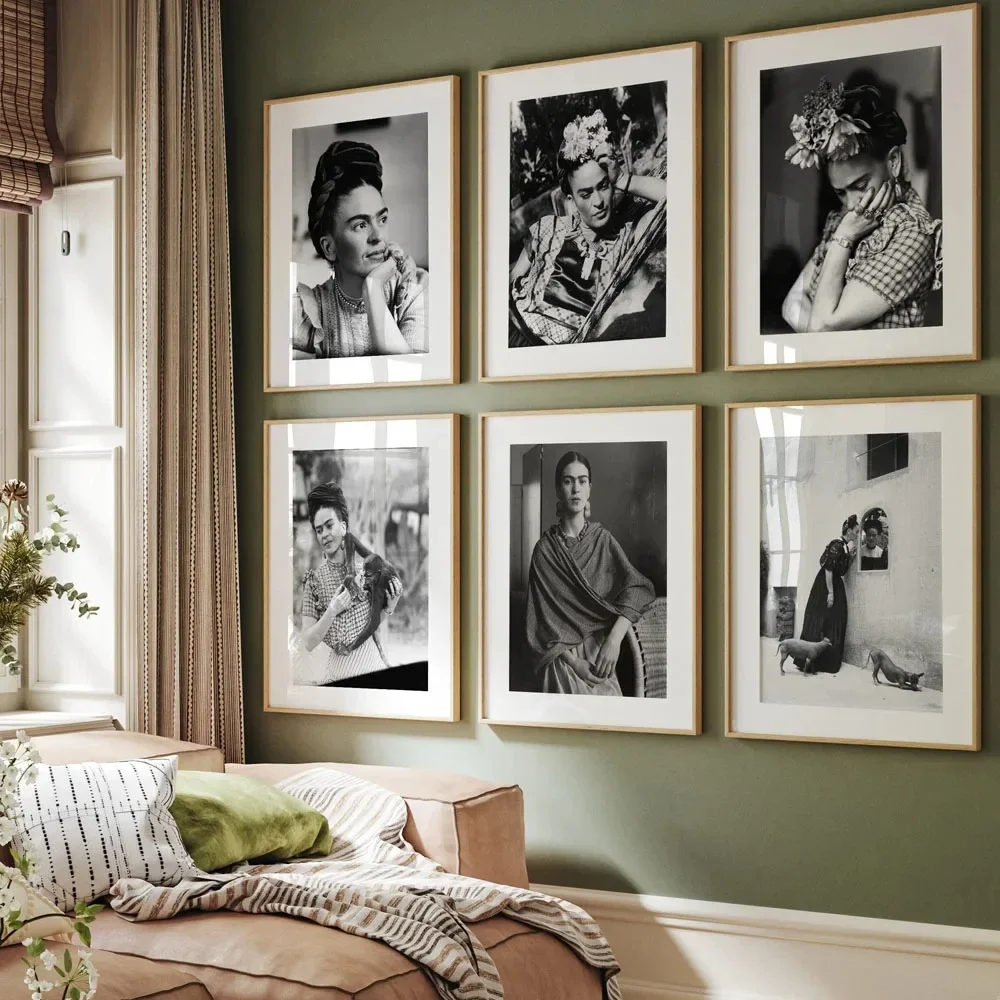 Retro Art Mexican Woman Frida Carlo Portrait Canvas Painting Wall Art Posters and Prints for Living Home Decoration Gift