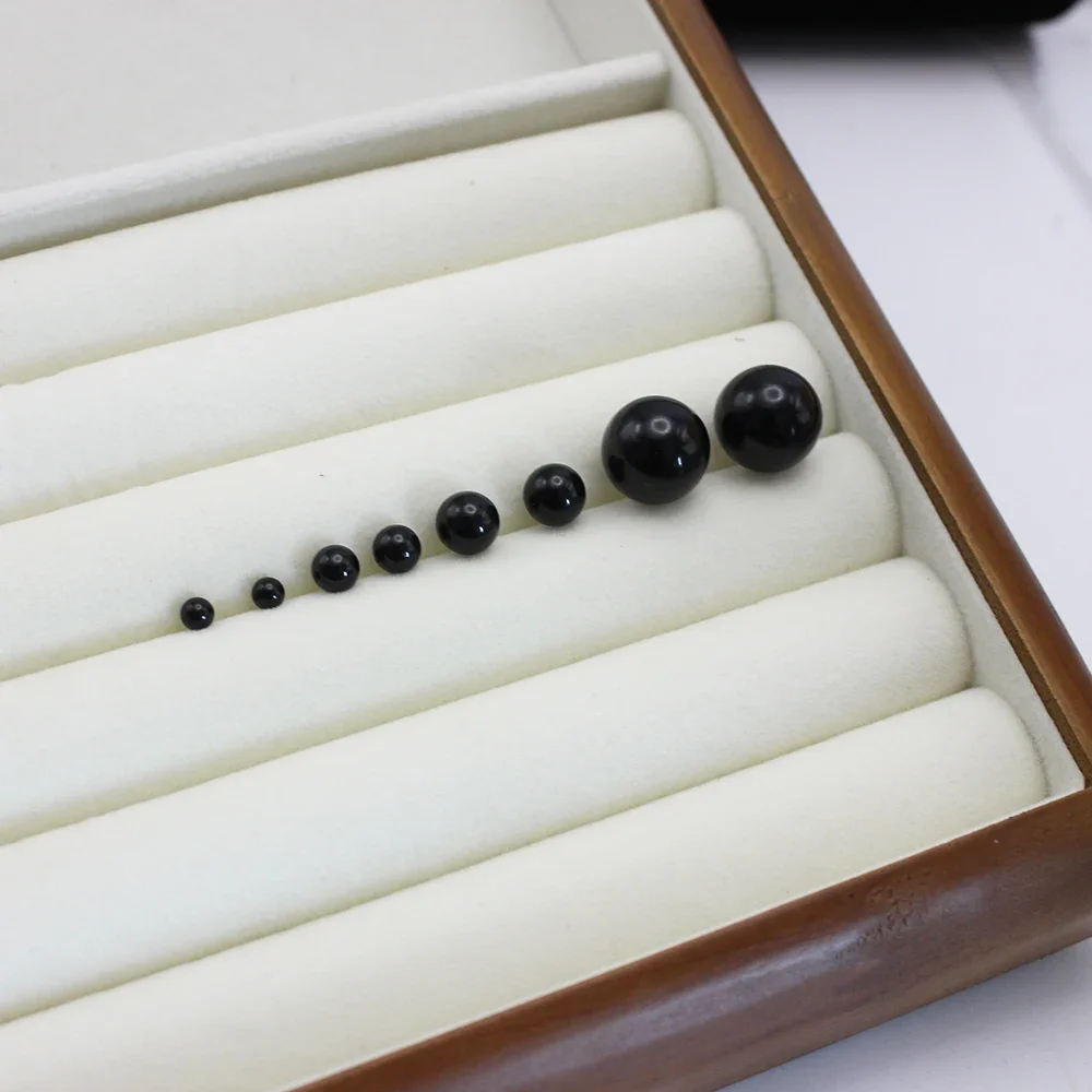 4mm 6mm 8mm 14mm Black Round Ball Imitation Pearl Stud Earring for Women Simple Temperament Ear Jewelry Christmas Day Girl