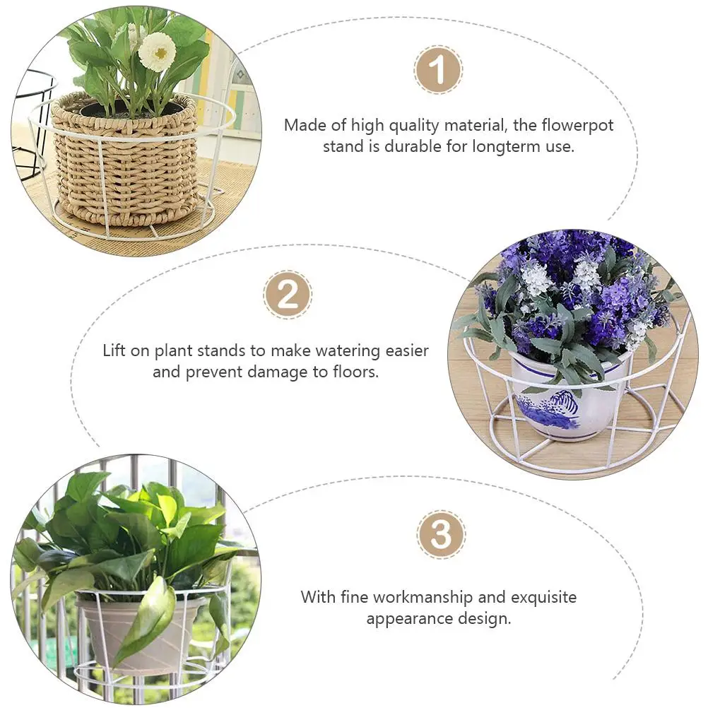 

3 Pcs Metal Flower Stand Indoor Plant Pots Hanging Planter Balcony Railing Garden Decor Durable Long Use Easy Watering Floor