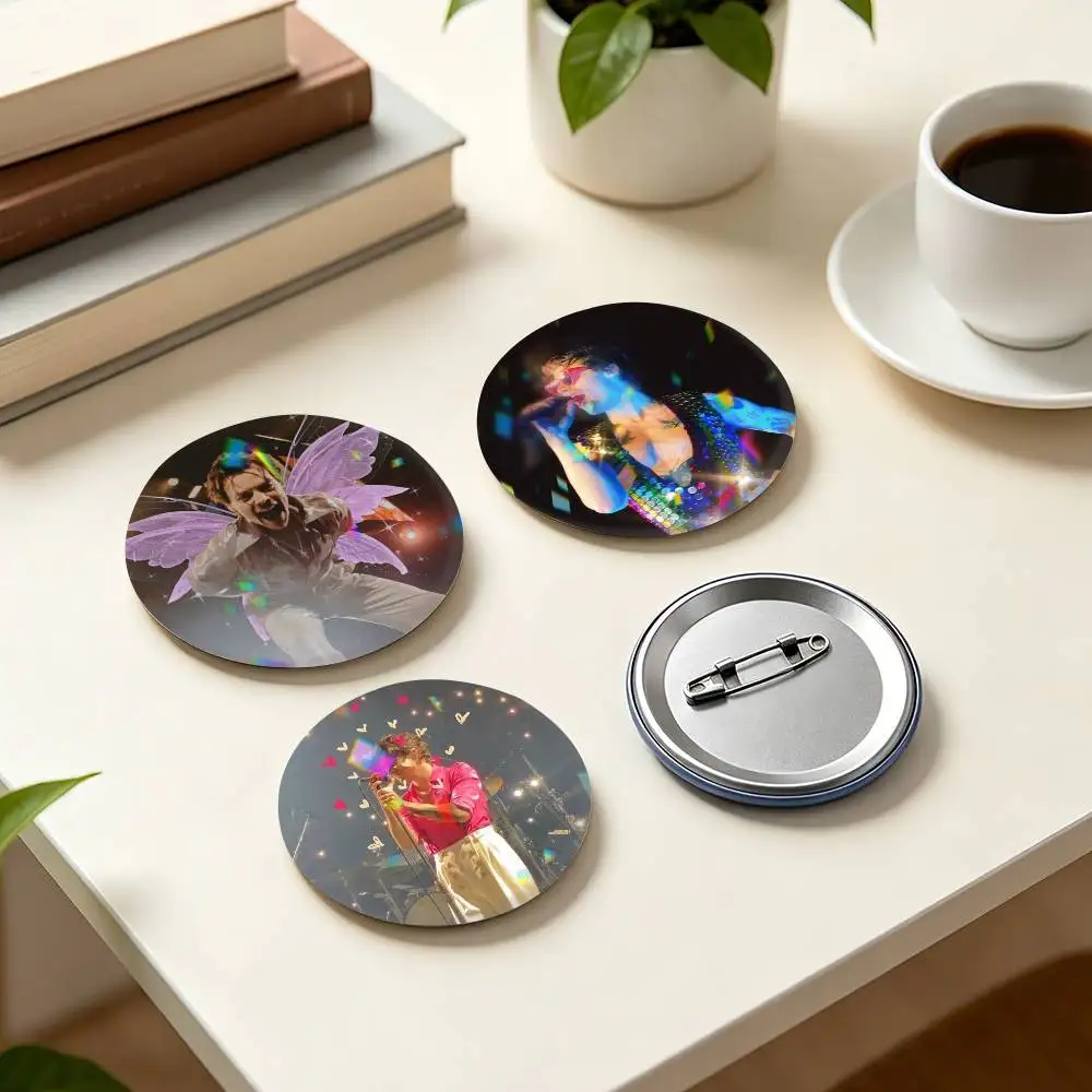 British pop Singer-Songwriter H-Harry S-Styles  25 32 44 58 75mm Badges Personalized Round Brooches Pins Accessory Gift