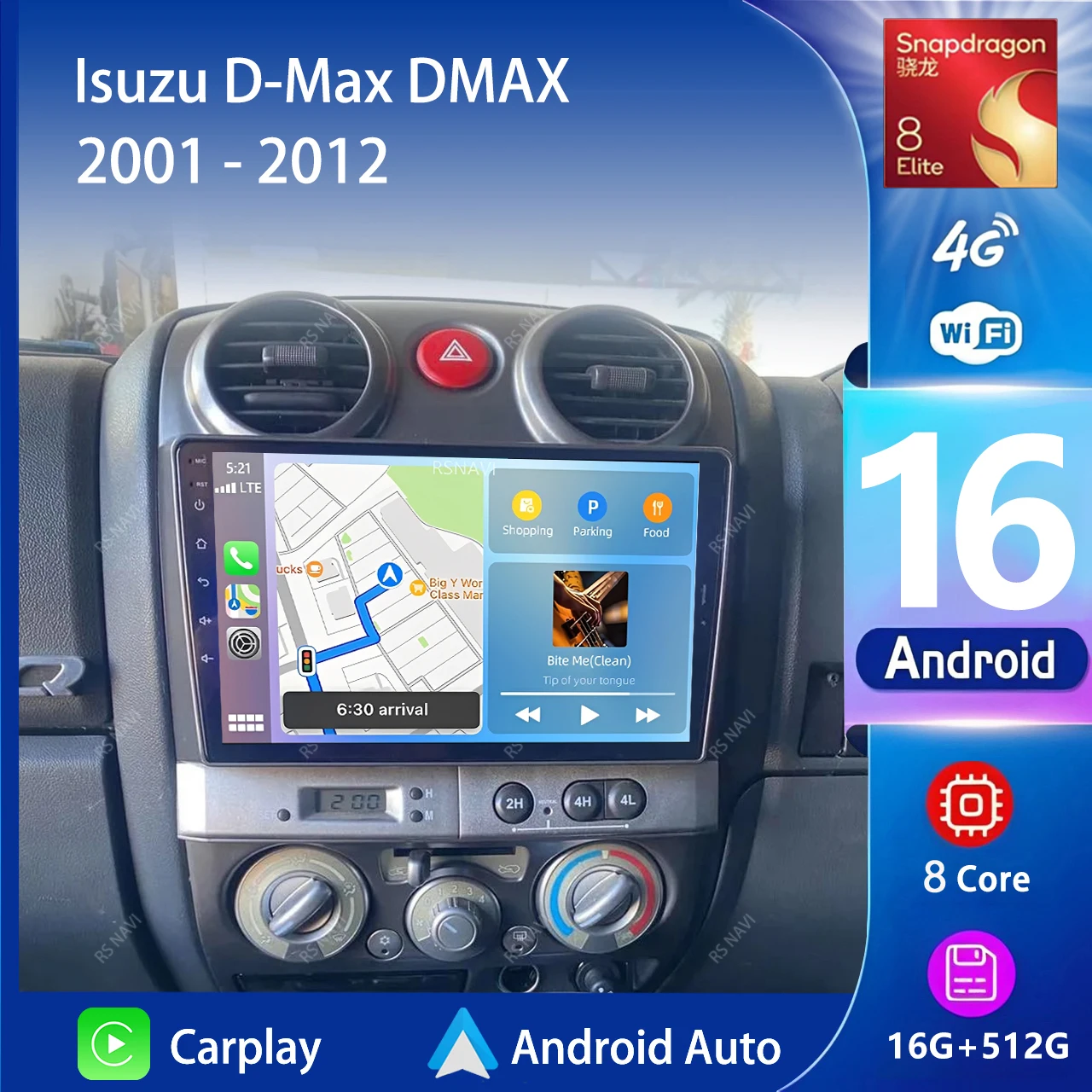 Qualcomm Android 16 Carplay Auto 2K Screen DSP Car Radio Multimedia Player For Isuzu D-Max DMAX 2001-2012 Autoradio Stereo 2din