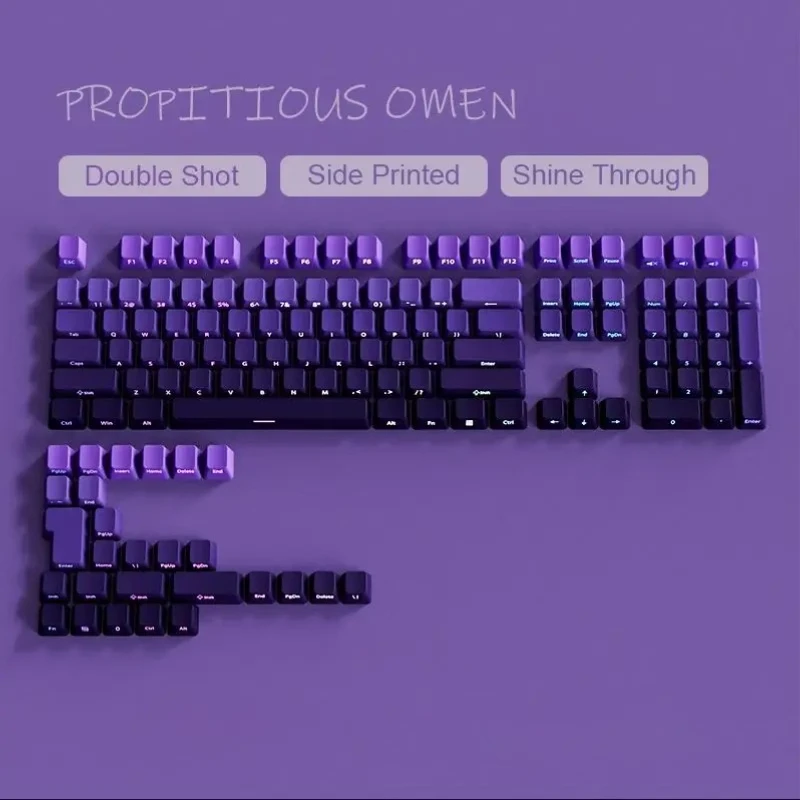 Transparent Pbt Keycaps With Side-Engraved Opacity Gradient Dye Sublimation For Mechanical Keyboard Six Color Personalized Fit