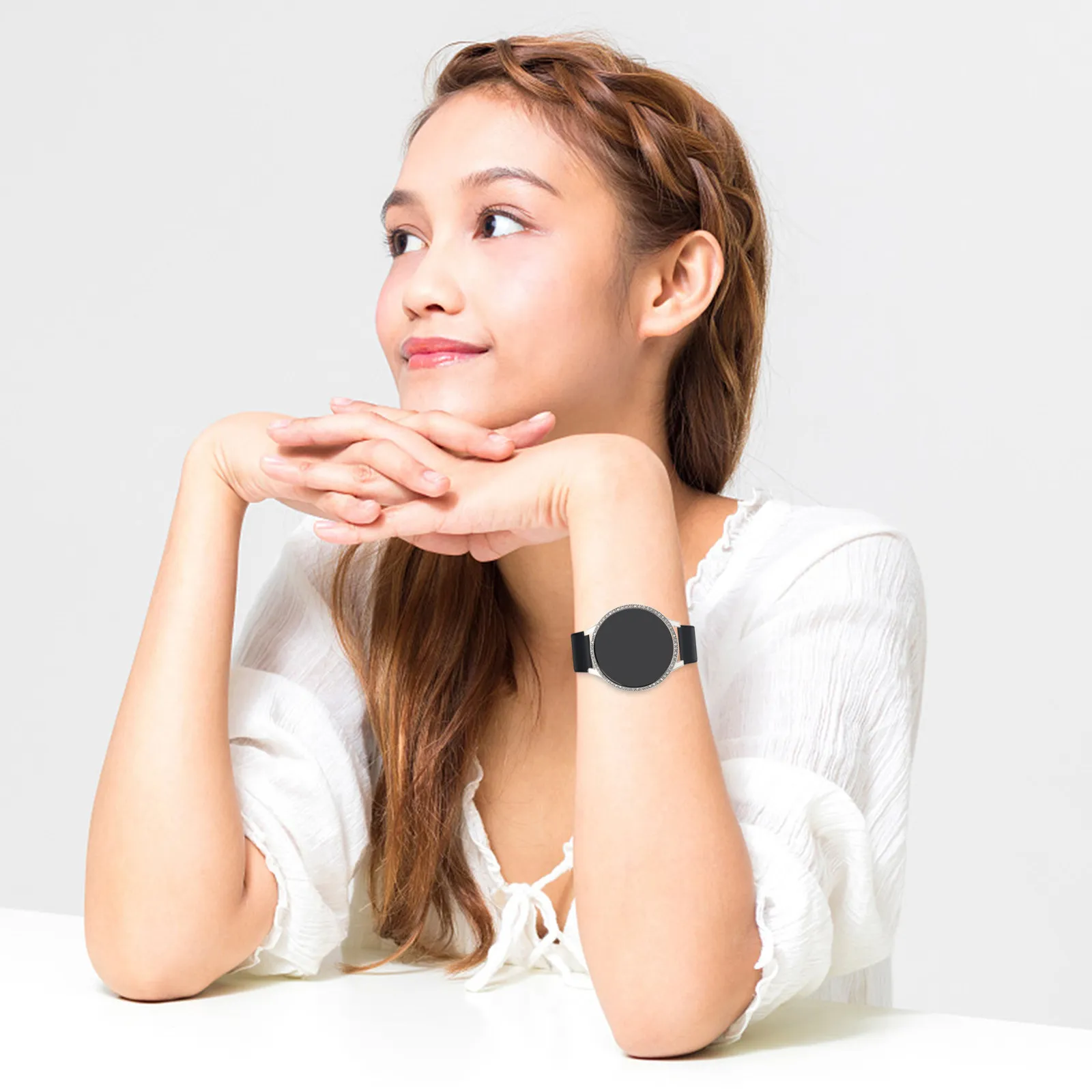 

2Pcs Diamond Decor Watch Protector Case Shiny Edges Frame Cover Full Protection Compatible 4 Classic