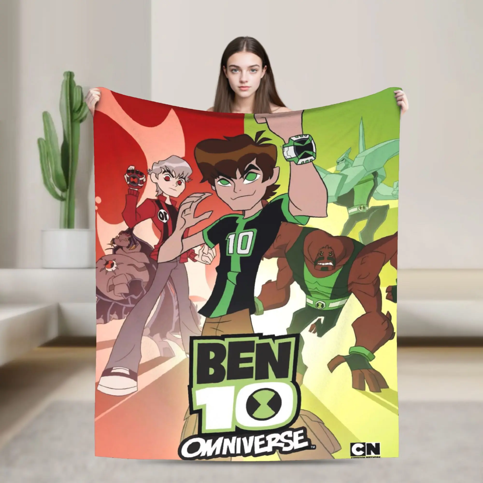Ben 10 Anime Throw Blanket for Couch  Soft Fuzzy Plush Blanket 50x60 Inches Multi-size Bedspread for All Seasons