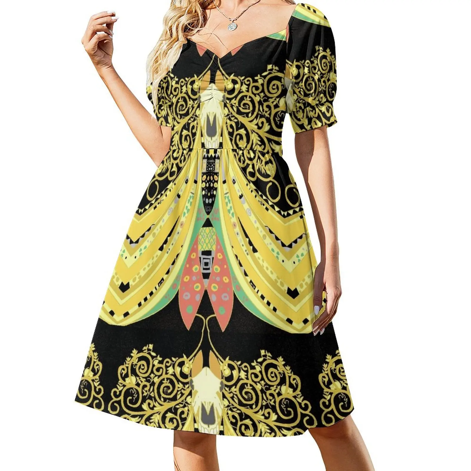 

A Klimt inspired Mari Lwyd Short Sleeved Dress wedding guest dress 2025 summer dresses ladies 2025 dress for women