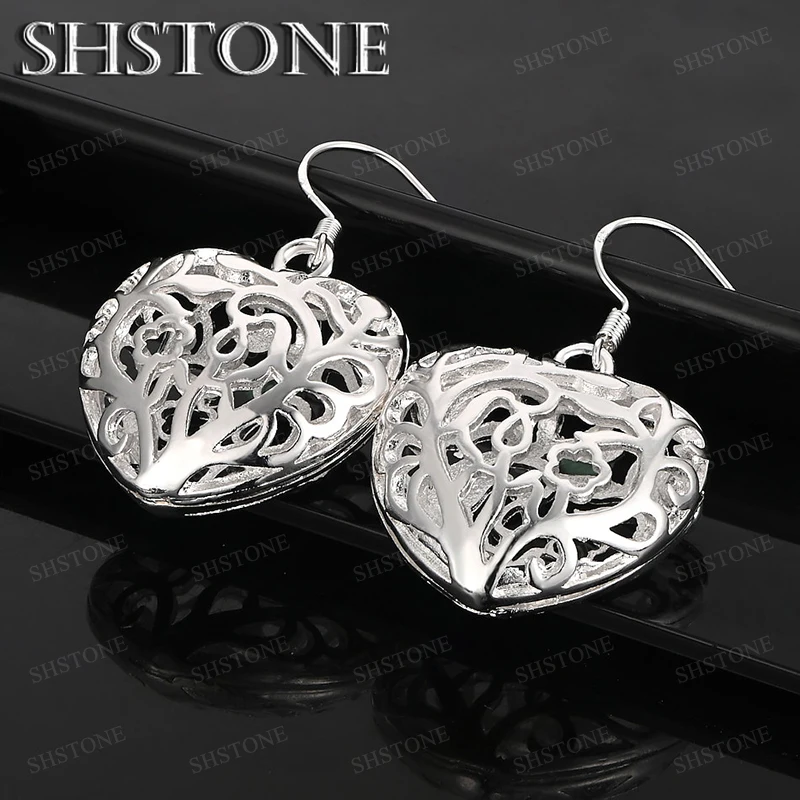 

925 Sterling Silver Heart Drop Earring Fashion Charm Jewelry Birthday Wedding Men Women Sweet Engagement Party Gift Accessories
