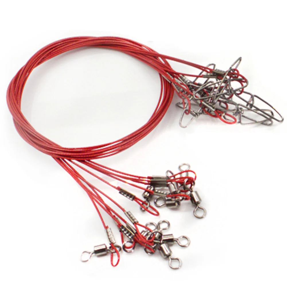 

Steel Wire With Snap Swivel Enhanced Anti Bite Defense! 10pcs Fishing Steel Wire Leader with Snap Swivel Included