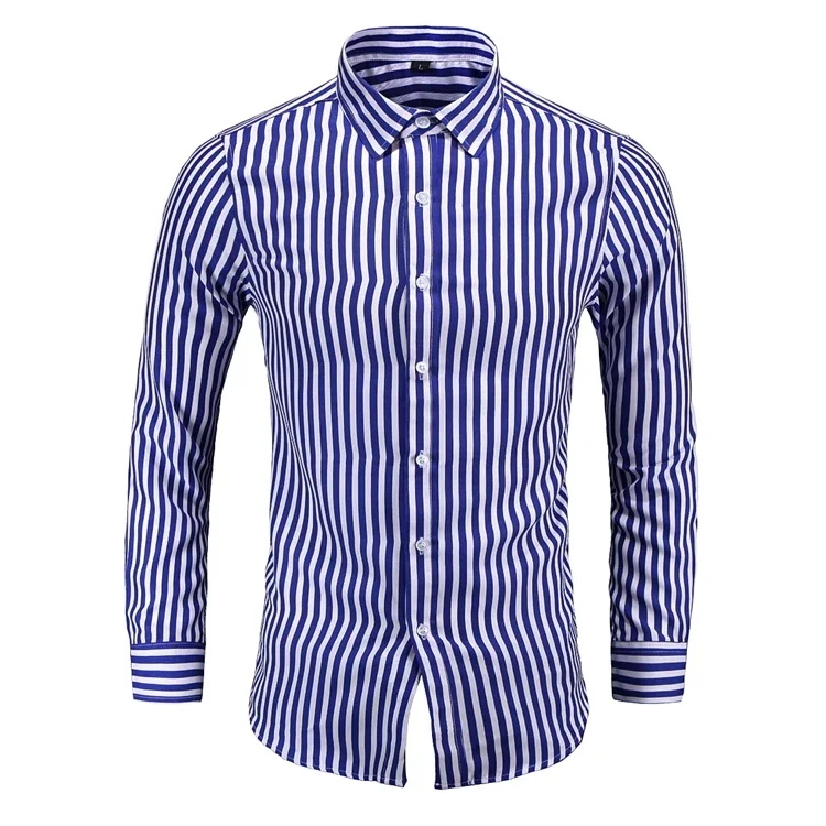 M-7XL Rood Zwart Gestreepte Shirts Met Lange Mouwen Voor Mannen Klassieke Slim Fit Kantoor Sociale Overhemd Heren Business Vintage Chemise Tops