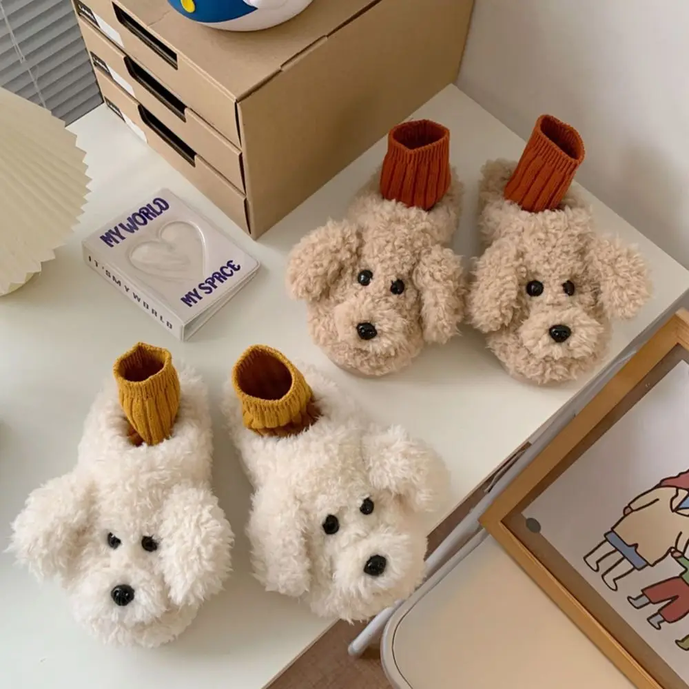 

Sandal Soft Toy Poodle Slippers Lovely Animal Winter Dog Plush Slides Cute Warm Fluffy Puppy Slippers Women