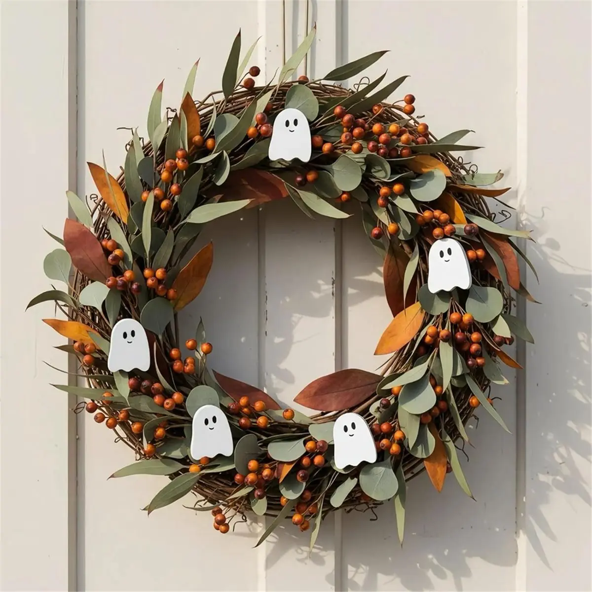 60 Pcs Wooden Ghost Embellishments for Halloween Crafts and Scrapbooking for Painting,Party Favors,Gift Wrap,Home Decor