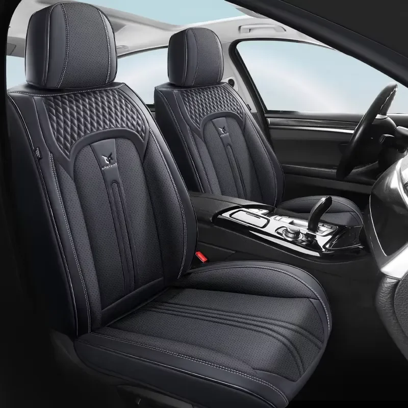 Custom Genuine Leather Car Seat Cover Full Set 5 Seats Universal Fit Four Season Auto Interior Cushion Protector Accessories
