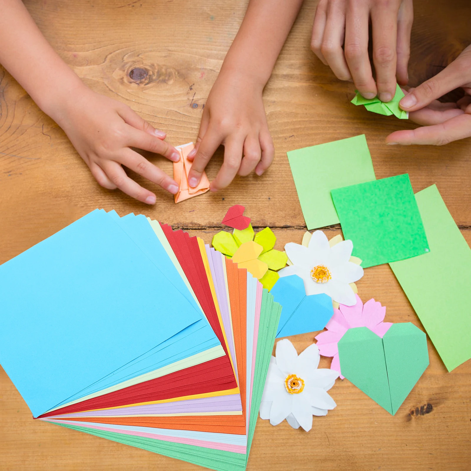 

400 Pcs Colored Paper 7x7cm 10x10cm 15x15cm 20x20cm H Cut Crafts Folding DIY Decorative Family Art Gifts