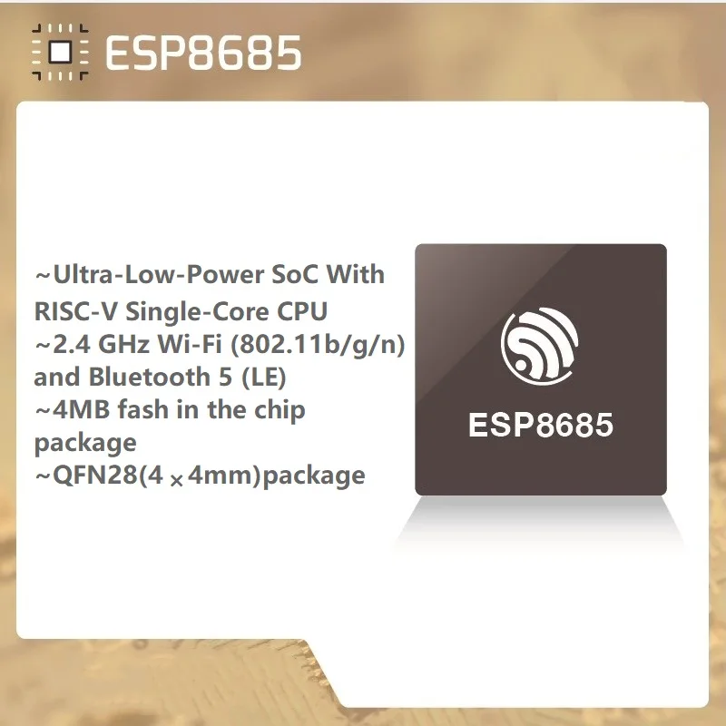 低電力チップesp8685,soc,mcu,wi-fi,ble5,qfn28,espressif RISC-V