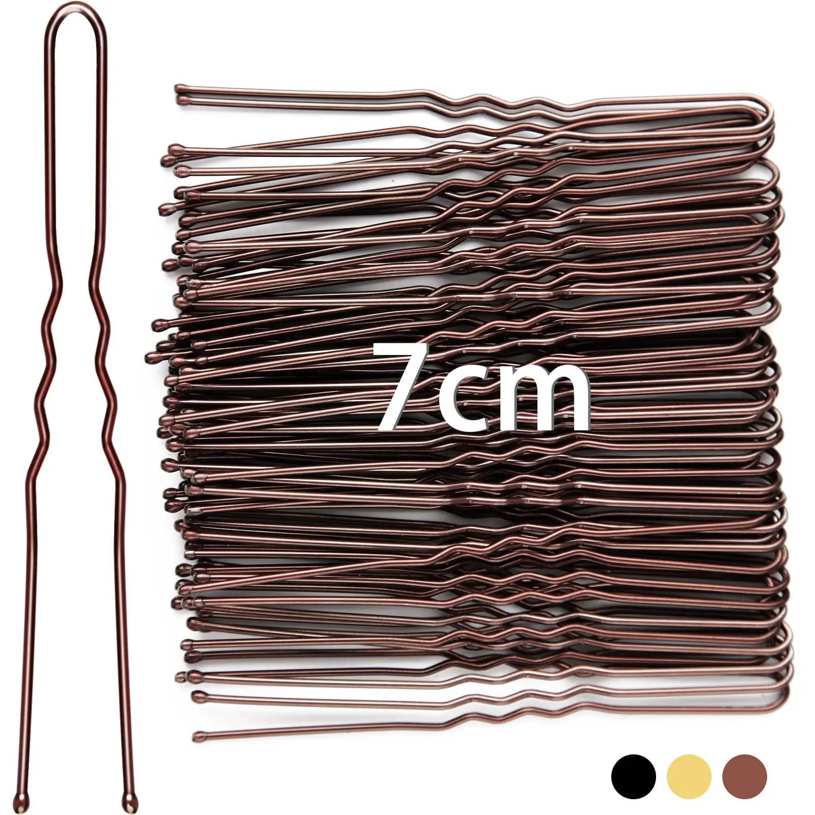 

7cm Hair Pins for Buns 50pcs Bobby Pins Brown Hair U Shaped Hairpins for Women Girls Hair Styling Accessories for Salon Home Use