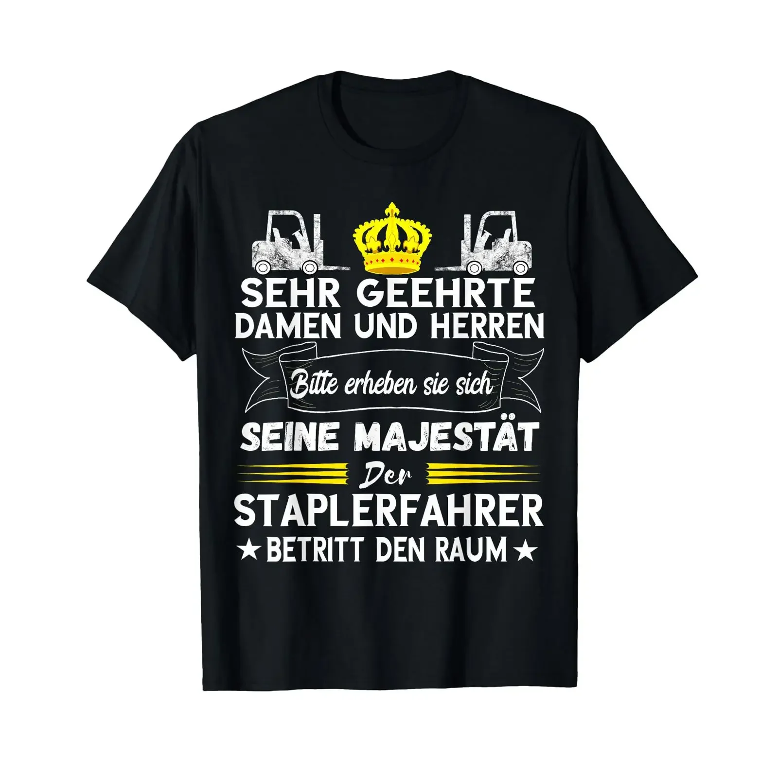 T-shirt pour homme Forklift Driver Majesty, noir, style vintage, délavé, polyvalent, vêtements de créateur, haut pour tous les jours, motif graphique doux