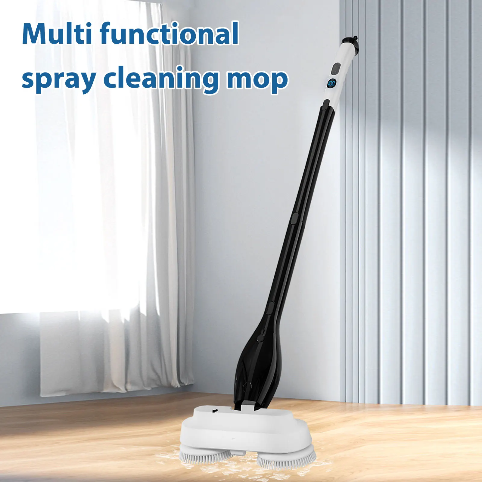 ممسحة تنظيف كهربائية متعددة الوظائف 2 في 1 رؤوس فرشاة 260 دورة في الدقيقة 800 مللي خزان 4000 مللي أمبير في الساعة 50 دقيقة مقبض قابل للتعديل