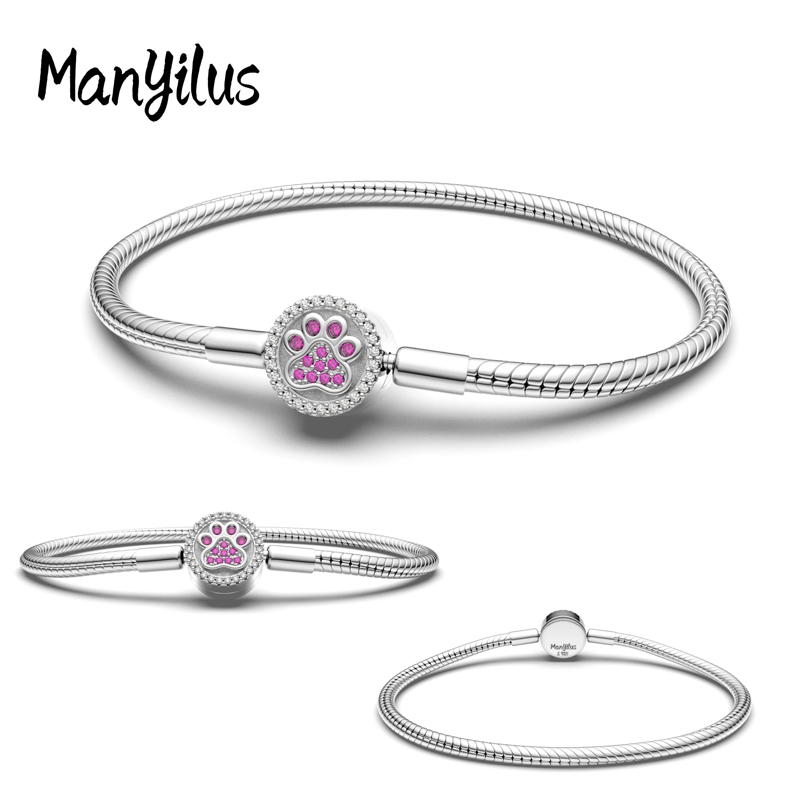 

Manyilus Pulseras Bracelet Pendants for Bracelets Beads Real Silver 925 Jewelry Earrings Accessories Beautiful Women Bracelet