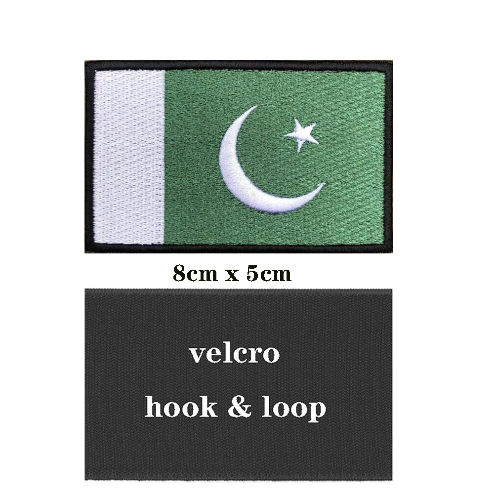 1PC Pakistan Flag Patches Armband Embroidered Patch Hook & Loop Or Iron On Embroidery  Badge Military Stripe