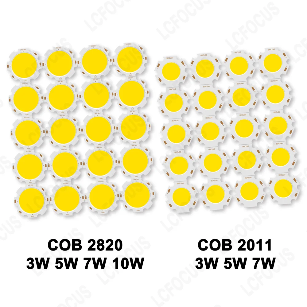 5Pcs CRI Ra 80 LED Chip COB 3W 5W 7W 10W Warm Cool White 3000K 4000K 6000K 2820 2011 Star Board For Bulb Track Light Downlight