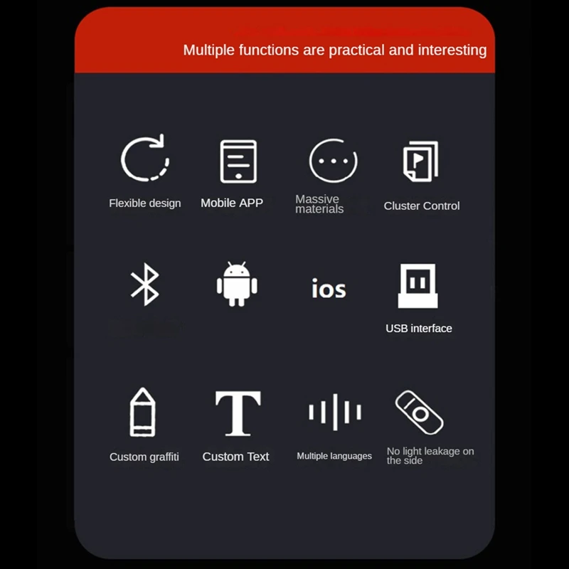 وحدة بكسل ليد مرنة ، RGB ، التمرير ، عرض الرسوم المتحركة ، تطبيق بلوتوث ، متين ، USB ، 5 فولت ، 16x64 LEDs ، x ‑ cm