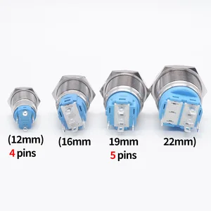 PC -PC, hoher Kopf, 12 V bis Autos, momentane Verriegelung, fest, blau, 5 V, 220 V, 12 mm, 16 mm, Drahtknopfschalter, 19 mm, 22 mm, 22 mm, 22 mm, 22 mm, 22 mm, 22 mm 10 Hauptverkaufsknopf PC - №3