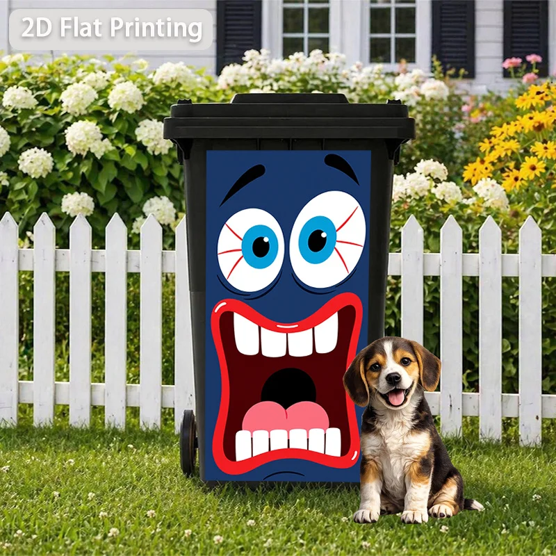 1pc Navy Scary Big Mouth Expression Themed Trash Can Decal Wall Sticker, suitable for outdoor trash cans, walls, home decoration