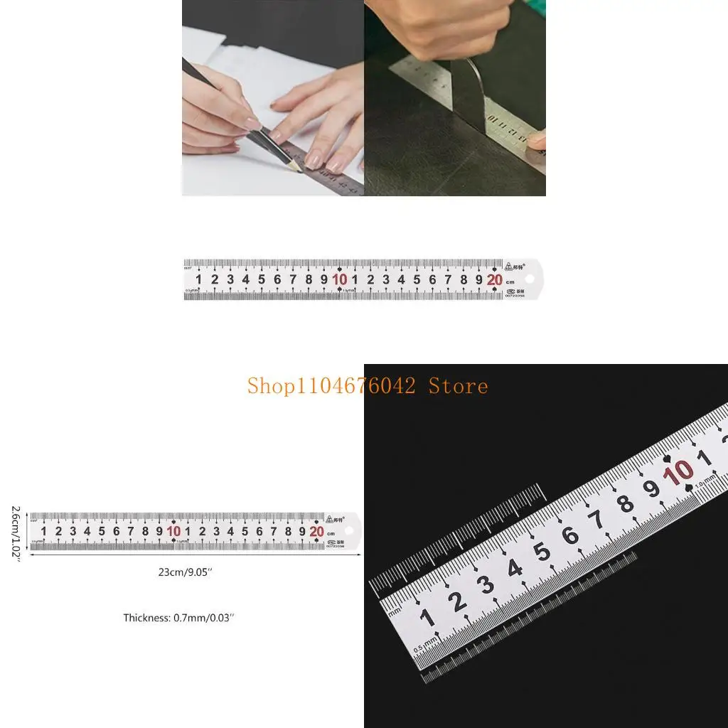 

5asd Stainless Steel Ruler Metal Ruler Straight Ruler for w/ Metric & Imperial Precis