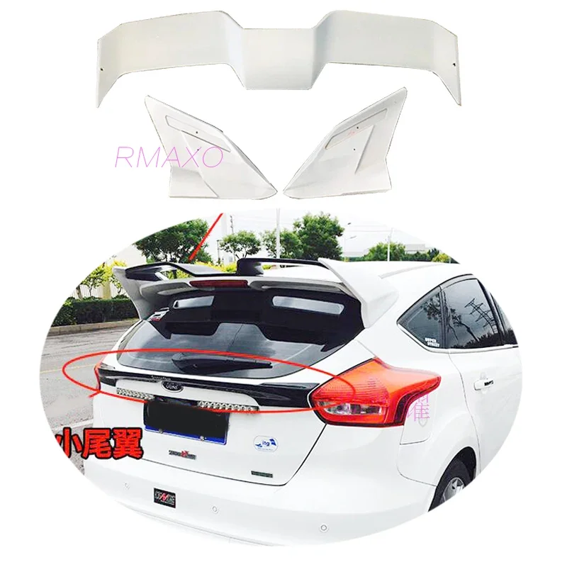 For Ford Focus ST hatchback Spoiler 2012-2018 Focus ST FS Design 3PCS ABS Material Car Rear Wing  Color Rear Spoiler