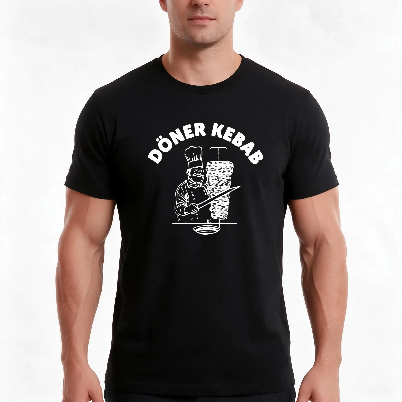 D?NER KEBAB T-Shirt, Summer Casual Cotton Tee, Oversized Streetwear Tops, Vintage Graphic Print, Loose Fit Short Sleeve