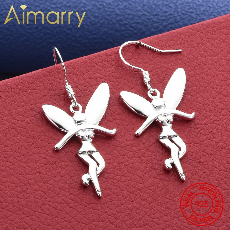 

Hot High Quality 925 Sterling Silver Angle Earrings Fashion Jewelry Elegant Woman Retro Carved Heart Earrings Christmas Gifts