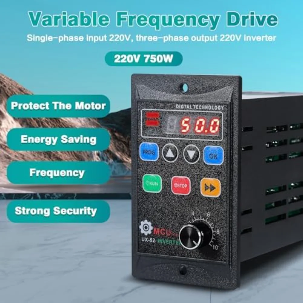 VFD inverter single phase input three phase output motor controller with rated current 0 2 to 6 amps for 450 750 1 1kW motors