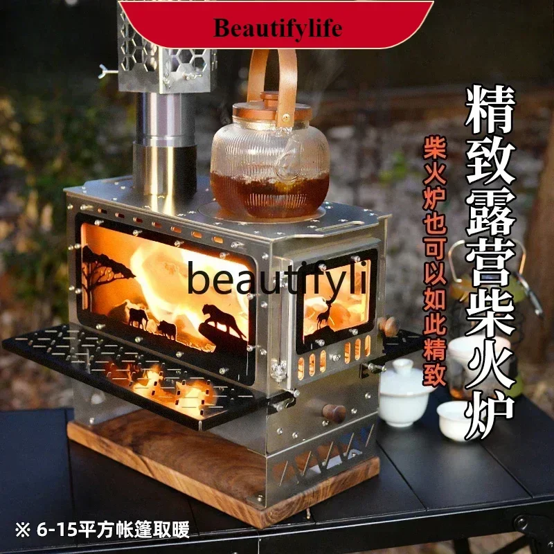 

E132 Firewood Stove Tent Indoor Heating Pellet Barn Outdoor Camping Cooking Fireplace