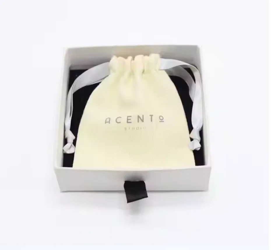 

Small White Cotton Gift Bags Custom Canvas Muslin Drawstring Bag Pouch Jewelry Sachets