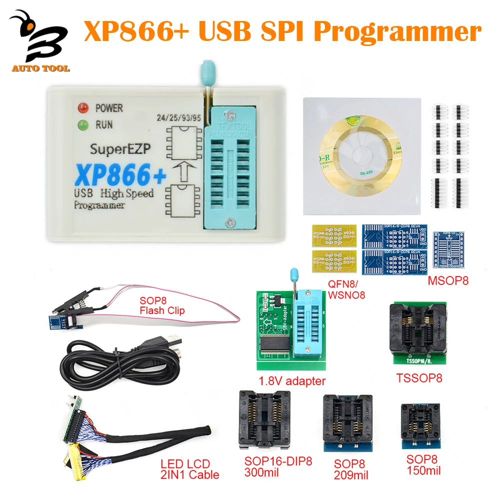 

XP866+ USB SPI Programmer Support 24 25 93 95 EEPROM 25 Flash BIOS Chip for WIN7 8 10 Faster Speed EZP2019 EZP2023 100% Original