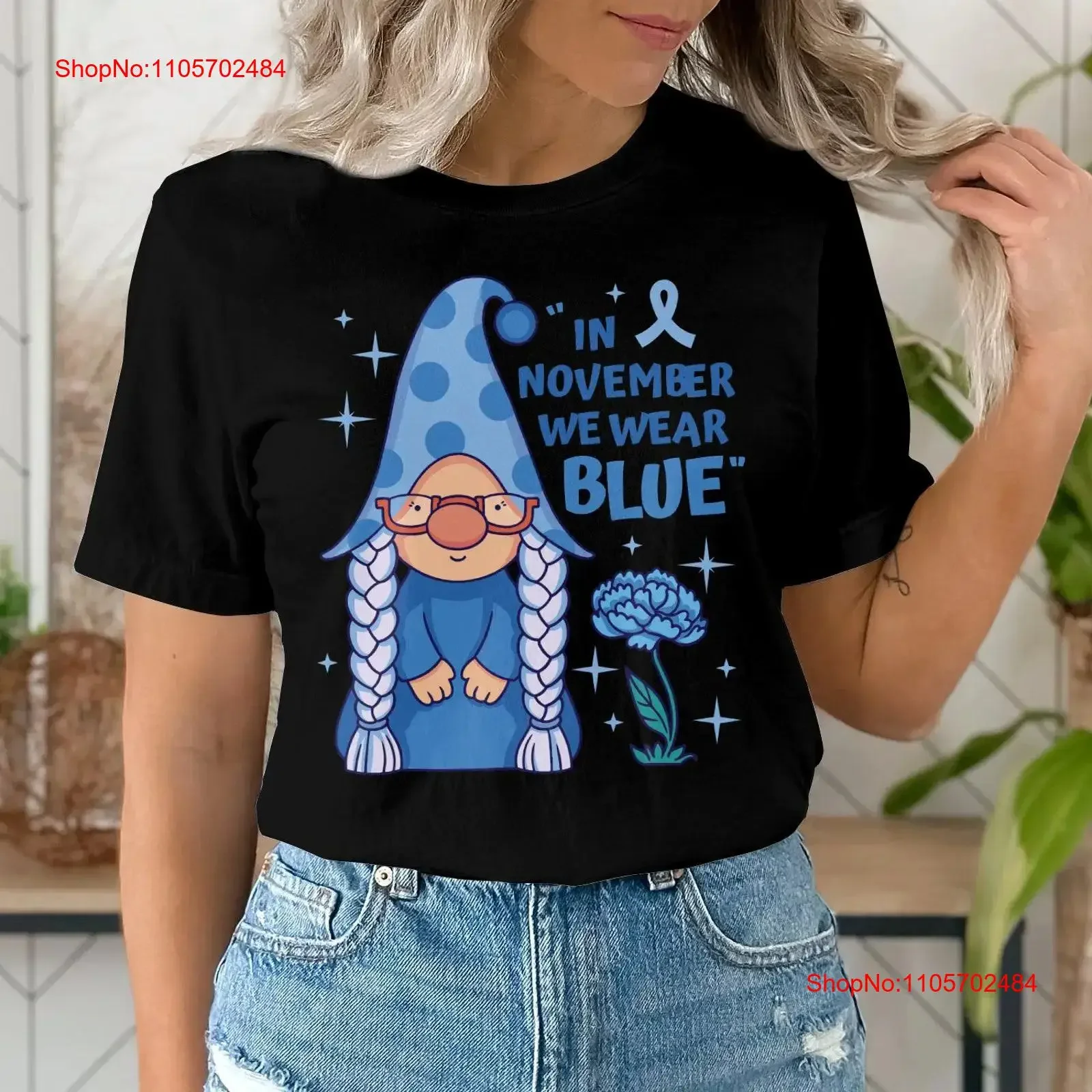 Mouth Cancer Awareness T Shirt In November We Wear Blue Support Cause Month Ribbon vintage Washed Unisex Stylish Breathable