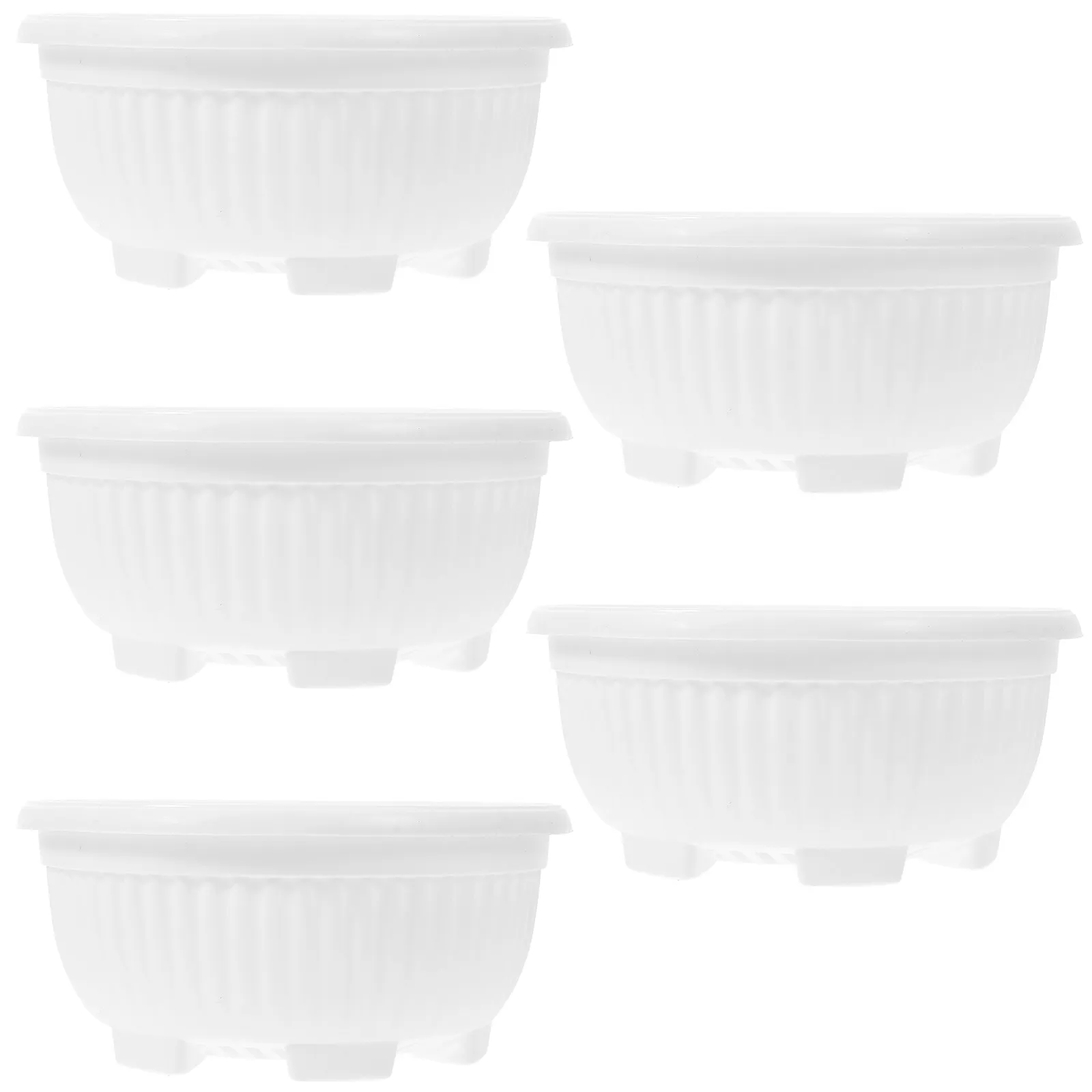 5Pcs Plastic Flowerpot Large Round Garden Planter Bowl Shallow Drain Holes Indoor Outdoor Plants Plastic Bonsai Pot