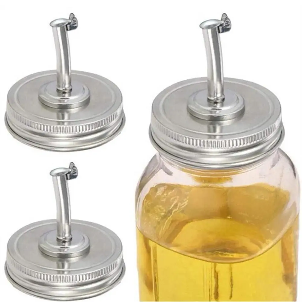 Can Lids Jar Oil Spout Lid with Airlock for 70mm 86mm Jar Mason Jar Lid Wide Regular Mouth Olive Cocktail Salad Dressing