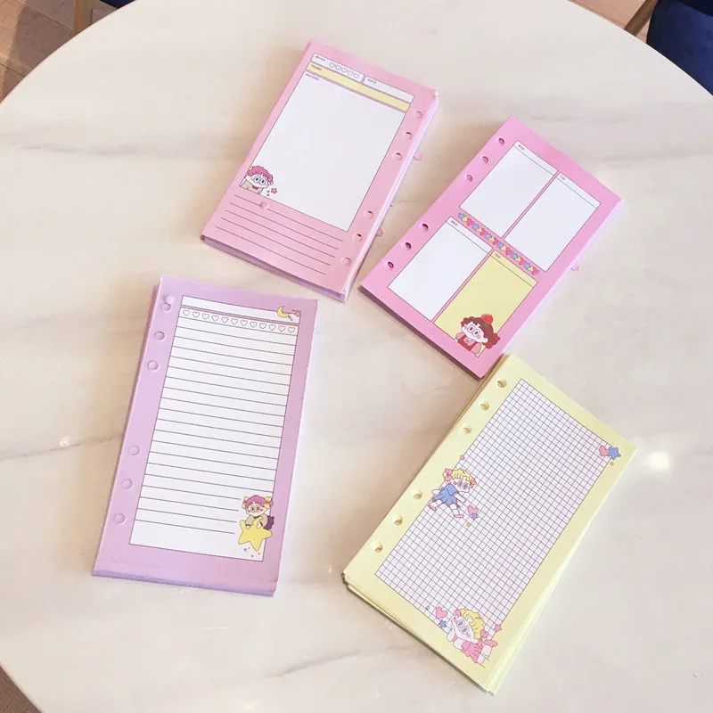 50 Sheets Colored Bear A6 Notebook Journal Paper Refill 6 Holes Spiral Binder Daily Weekly Index Inside Page School Stationery