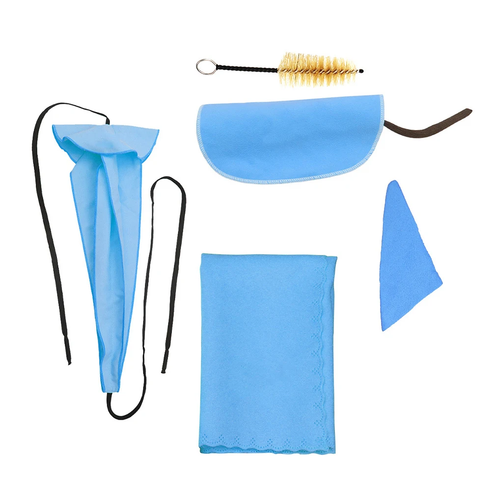 

5pcs Premium Saxophone Kits For Clarinet Flute Piccolo Woodwind Instruments Blue Washable Man-Made Chamois Water Oil Absorbent